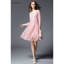 Fashion Vestidos De Fiesta Pink Lace Woman Dress